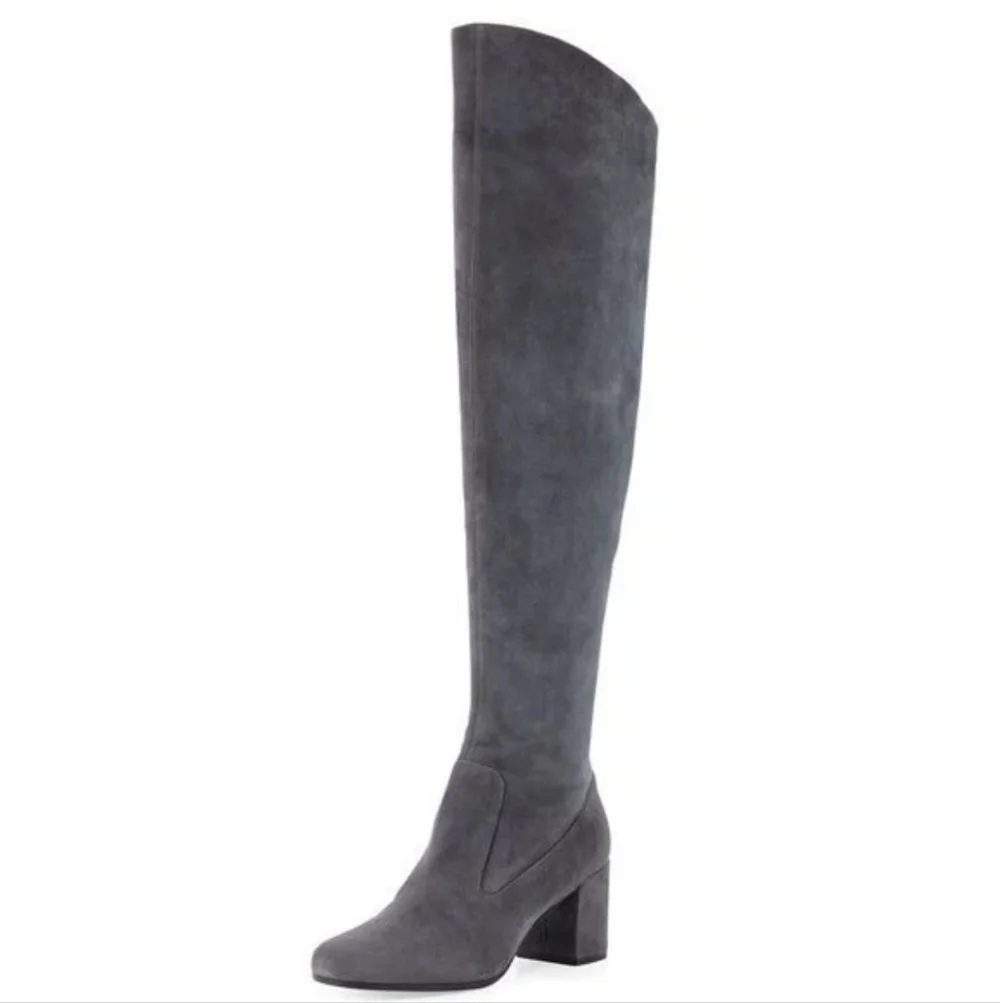 Steve Madden Jacoby Over the Knee Vegan Suede Boots Gray Size 7.5 Pointed Toe